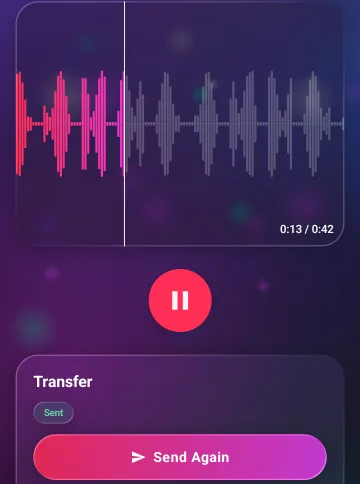 Playing back a take in MicDrop with its waveform and transfer details